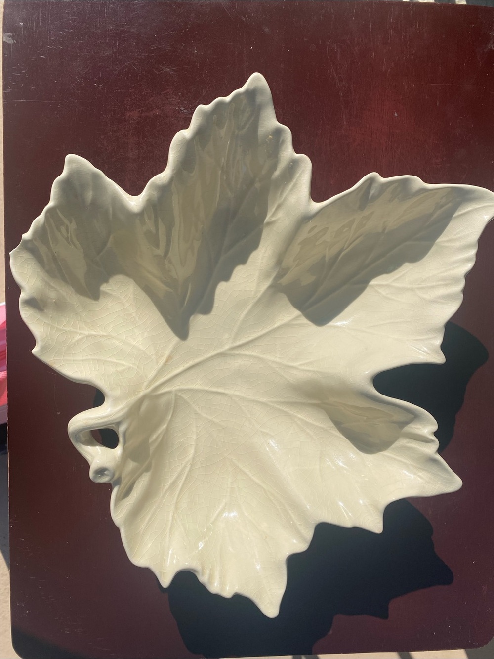 Large Ceramic Leaf Serving Bowl - Cream Home Art